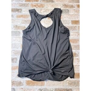 Freely Womens Active Tank Top Charcoal Gray Twist Front Keyhole Back Size M